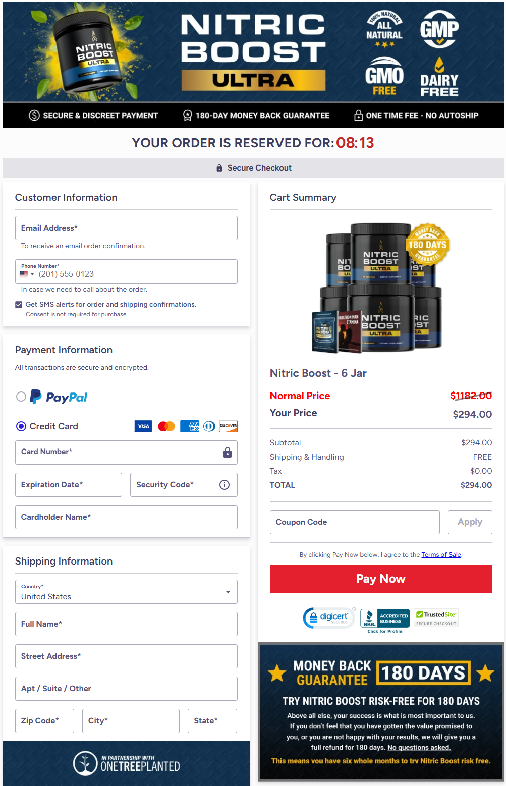Nitric Boost Ultra Secure Order Checkout